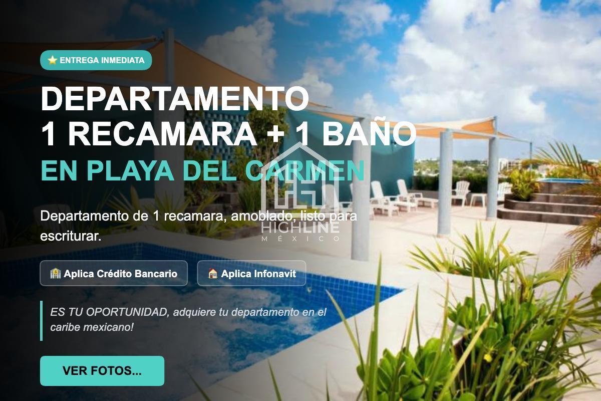 Departamento 1 Recamara en Venta, 71 m&sup2;, Amenidades, Residencial, Jacuzzi, Credito Bancario