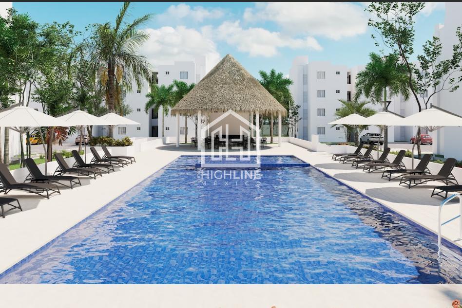 Departamento en Venta 2 Habitaciones en Playa del Carmen con Piscina