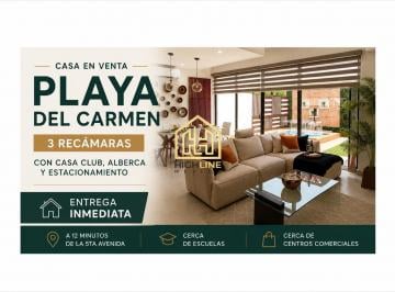 Casa · 165m² · 3 Recámaras · 2 Estacionamientos · Casa en Venta Playa del Carmen 3 Recámaras con Casa Club Alberca y Estacionamiento