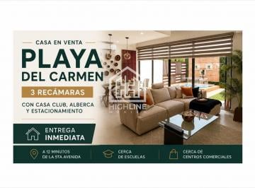Casa · 165m² · 3 Recámaras · 2 Estacionamientos · Casa en Venta Playa del Carmen 3 Recámaras con Casa Club Alberca y Estacionamiento