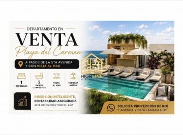Departamento · 51m² · 1 Recámara · 1 Estacionamiento · Departamento en Venta Playa del Carmen 1 Recámara con Vista Al Mar Cerca de 5ta Av