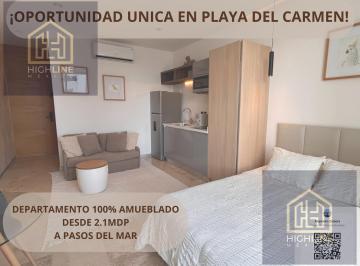 Departamento · 32m² · 1 Recámara · 1 Estacionamiento · Departamento en Venta Amueblado Ubicado en Playa del Carmen a Pasos del Mar