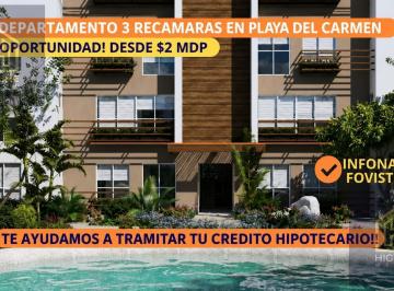 Departamento · 81m² · 3 Recámaras · 1 Estacionamiento · Departamento 3 Recamaras/ Playa del Carmen/ Minutos del Mar/ Plusvalia/ Infonavit/ Creditos Banco.