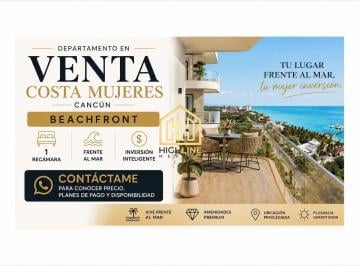 Departamento · 47m² · 1 Recámara · 1 Estacionamiento · Departamento en Venta Costa Mujeres Cancún Beachfront 1 Recámara Ideal Inversión Renta Vacacional