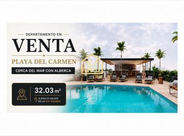 Departamento · 32m² · 1 Recámara · 1 Estacionamiento · Departamento en Venta Playa del Carmen Centro Studio Cerca del Mar con Alberca