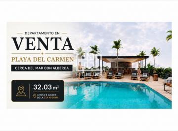 Departamento · 32m² · 1 Recámara · 1 Estacionamiento · Departamento en Venta Playa del Carmen Centro Studio Cerca del Mar con Alberca