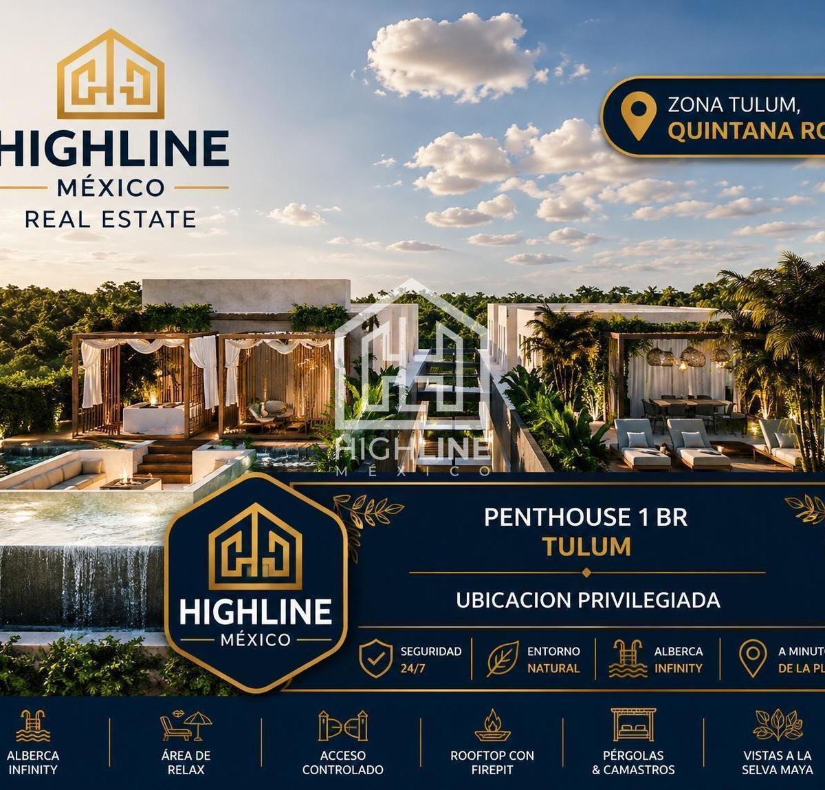 Penthouse for Sale, 1 Bedroom in Tulum, Rooftop, Immediate Delivery