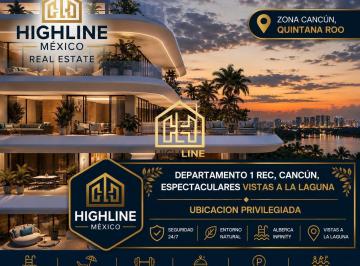 Departamento · 72m² · 1 Recámara · 2 Estacionamientos · Departamento en Venta, 1 Rec, Cancun, Vistas Al Manglar