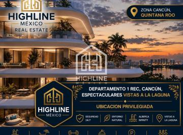 Departamento · 72m² · 1 Recámara · 2 Estacionamientos · Departamento en Venta, 1 Rec, Cancun, Vistas Al Manglar