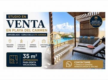 Departamento · 35m² · Studio en Venta en Playa del Carmen Amueblado Cerca de La 5ta Av
