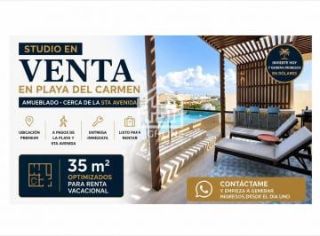 Departamento · 35m² · Studio en Venta en Playa del Carmen Amueblado Cerca de La 5ta Av