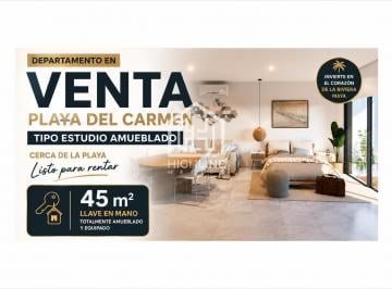 Departamento · 45m² · 1 Recámara · 1 Estacionamiento · Departamento en Venta Playa del Carmen Tipo Estudio Amueblado Cerca de La Playa Listo Para Rentar
