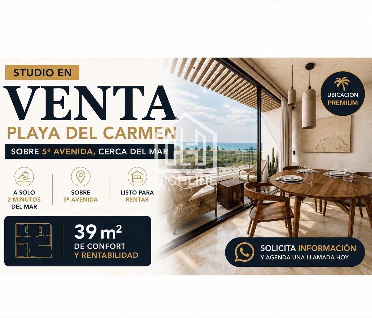 Studio for Sale in Playa del Carmen on 5th Avenue, Near the Sea