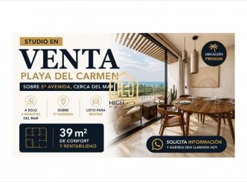 Departamento · 39m² · 1 Recámara · Studio en Venta Playa del Carmen Sobre 5ª Av, Cerca del Mar