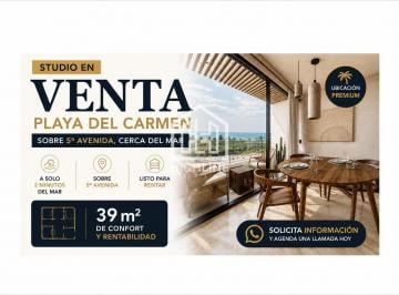 Departamento · 39m² · 1 Recámara · Studio en Venta Playa del Carmen Sobre 5ª Av, Cerca del Mar