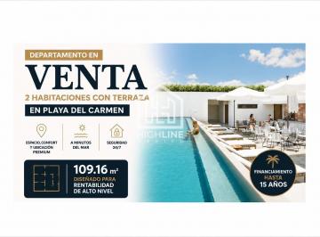 Departamento · 109m² · 2 Recámaras · 1 Estacionamiento · Departamento en Venta Dos Habiatciones con Terraza en Playa del Carmen