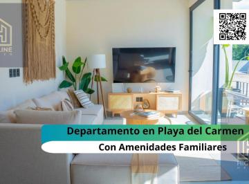 Departamento · 90m² · 3 Recámaras · 2 Estacionamientos · Departamento en Venta de 3 Habitaciones en Playa del Carmen con Alberca y Padel