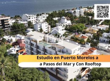 Departamento · 39m² · 1 Recámara · 1 Estacionamiento · Estudio en Venta en Puerto Morelos a 3 Min del Mar con Rooftop y Coworking