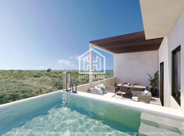 Departamento · 39m² · 1 Recámara · 1 Estacionamiento · Estudio en Venta en Puerto Morelos a 3 Min del Mar con Rooftop y Coworking