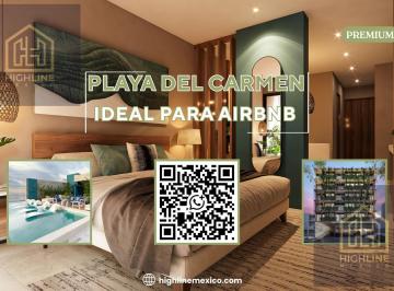 Departamento · 45m² · 1 Recámara · 1 Estacionamiento · Estudio con Balcón en Venta. Playa del Carmen. Jacuzzi, Rooftop con Alberca, Gym y Bar.