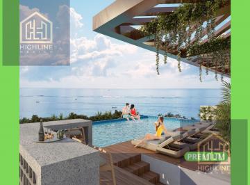 Departamento · 39m² · 1 Recámara · 1 Estacionamiento · Estudio con Terraza en Venta. Puerto Morelos. Rooftop con Vista Al Mar. Entrega Octubre 2026