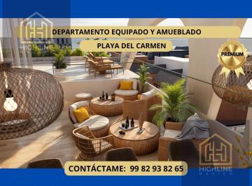 Departamento · 47m² · 1 Recámara · 1 Estacionamiento · Departamento 1 Recámara Equipado y Amueblado. Rooftop con Vista Al Mar. Playa del Carmen. Preventa.