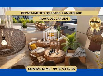 Departamento · 47m² · 1 Recámara · 1 Estacionamiento · Departamento 1 Recámara Equipado y Amueblado. Rooftop con Vista Al Mar. Playa del Carmen. Preventa.