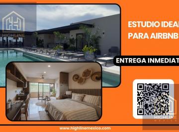 Departamento · 41m² · 1 Recámara · 1 Estacionamiento · Oportunidad de Inversión! Estudio con Terraza en Venta. Equipado y Amueblado. Rooftop, Alberca.