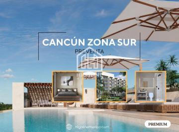 Departamento · 58m² · 1 Recámara · 1 Estacionamiento · Departamento con Balcón en Venta. Cancún Zona Sur. Alberca, Rooftop, Gym.