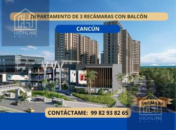Departamento · 143m² · 3 Recámaras · 1 Estacionamiento · Departamento de 3 Recámaras con Balcón en Cancún, Cumbres. Cine, Alberca, Coworking. Sportbar.