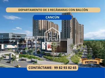 Departamento · 143m² · 3 Recámaras · 1 Estacionamiento · Departamento de 3 Recámaras con Balcón en Cancún, Cumbres. Cine, Alberca, Coworking. Sportbar.