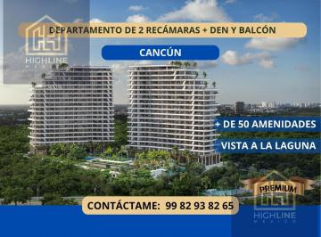 Departamento · 134m² · 2 Recámaras · 1 Estacionamiento · Departamento 2 Recámaras Den en Cancún. Jacuzzi, Cine, Piano Bar, Spa, Alberca, Rooftop, Gym.