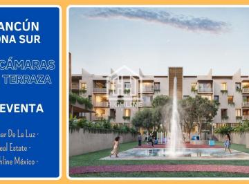 Departamento · 121m² · 2 Recámaras · 2 Estacionamientos · Departamento 2 Habitaciones con Terraza. Cancún, Zona Sur. Alberca, Asadores, Gym, Lavandería.