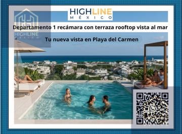 Departamento · 40m² · 1 Recámara · 1 Estacionamiento · Departamento de 1 Habitacion con Terraza. Playa del Carmen. Rooftop, Vista Al Mar, Gym. Preventa.