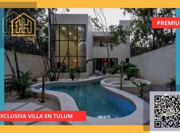 Villa · 201m² · 4 Recámaras · 2 Estacionamientos · Exclusiva Villa de 4 Habitaciones con Alberca Privada en Tulum. Gym, Fogatero. Entrega Inmediata.