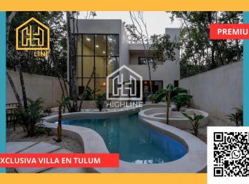 Villa · 201m² · 4 Recámaras · 2 Estacionamientos · Exclusiva Villa de 4 Habitaciones con Alberca Privada en Tulum. Gym, Fogatero. Entrega Inmediata.