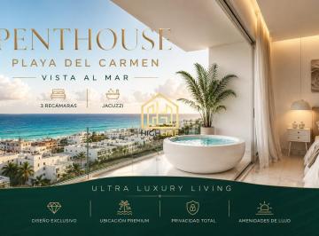 Departamento · 100m² · 3 Recámaras · Penthouse 3 Recámaras, Terraza, Jacuzzi, Vista Al Mar. Playa del Carmen. Rooftop, Alberca, Sportbar.