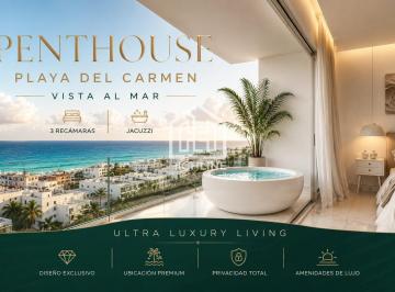 Departamento · 100m² · 3 Recámaras · Penthouse 3 Recámaras, Terraza, Jacuzzi, Vista Al Mar. Playa del Carmen. Rooftop, Alberca, Sportbar.