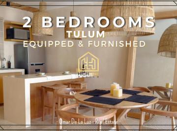 RENTA GARANTIZADA · Departamento de 2 Recámaras, Plungepool, Equipado y Amueblado. Tulum. Renta Garantizada por 2 Años
