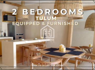 RENTA GARANTIZADA · Departamento de 2 Recámaras, Plungepool, Equipado y Amueblado. Tulum. Renta Garantizada por 2 Años