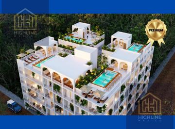 Departamento · 82m² · 2 Recámaras · 1 Estacionamiento · Departamento 2 Habitaciones y Balcón. Amueblado y Equipado en Tulum. Skybar, Jacuzzi. Preventa.