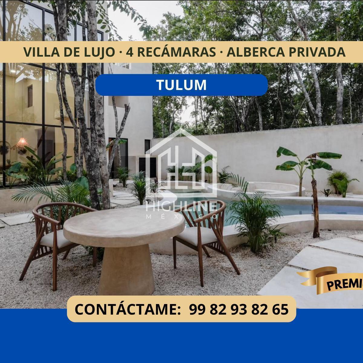 Villa de 4 Habitaciones con Alberca Privada en Tulum. Gym, Fogatero. Entrega Inmediata.