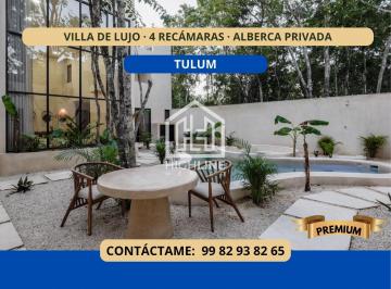 Villa · 201m² · 4 Recámaras · 2 Estacionamientos · Villa de 4 Habitaciones con Alberca Privada en Tulum. Gym, Fogatero. Entrega Inmediata.
