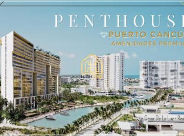 PREMIUM · Penthouse de 3 Recámaras con Terraza, Muelle y Vista a La Laguna. Puerto Cancún.