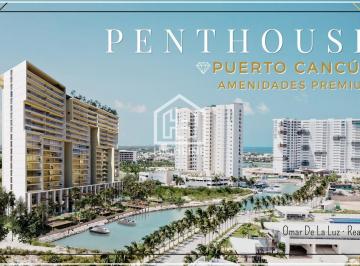 PREMIUM · Penthouse de 3 Recámaras con Terraza, Muelle y Vista a La Laguna. Puerto Cancún.