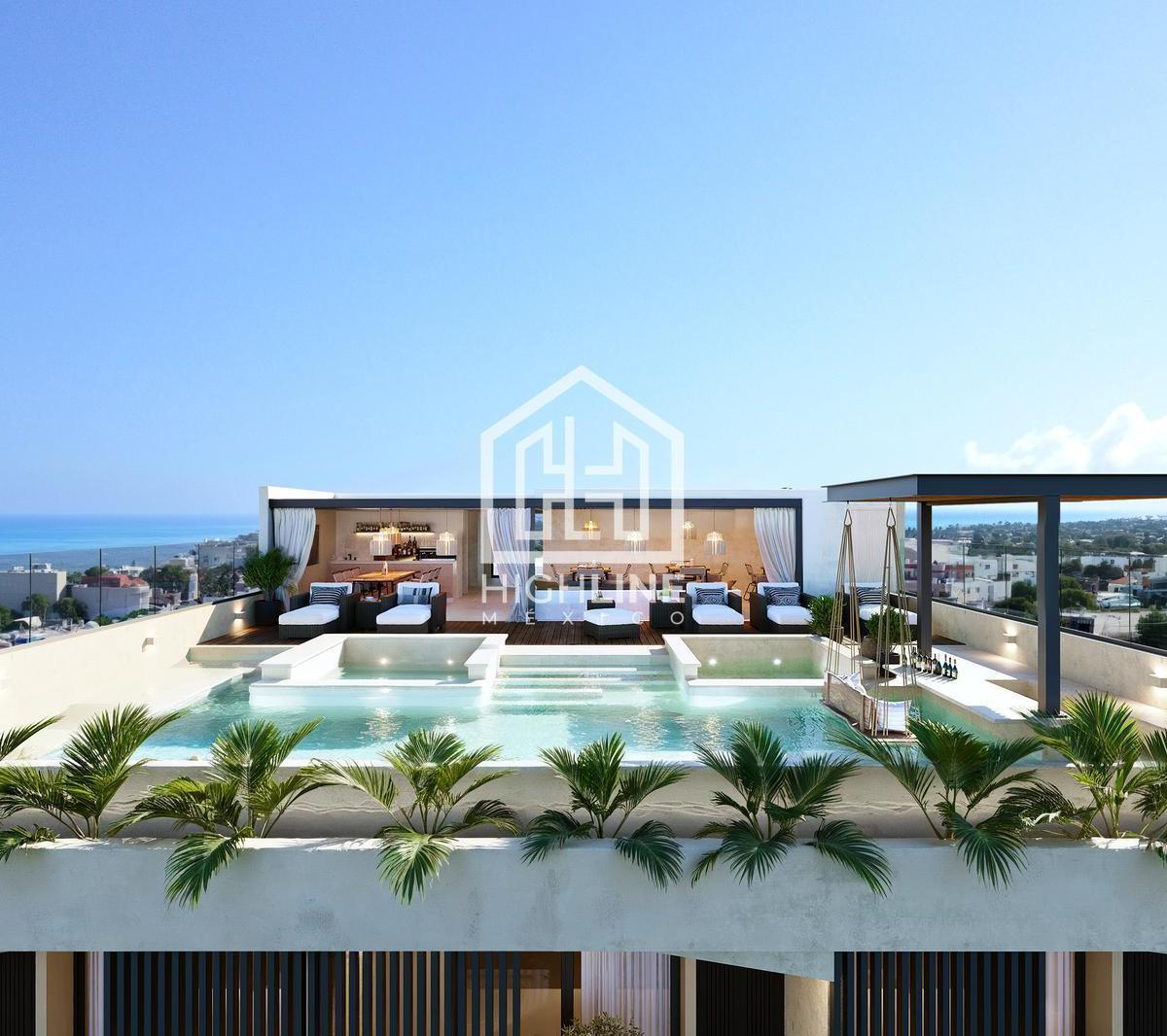 Penthouse 2 Recámaras con Terraza y Jacuzzi. Vista Al Mar. Playa del Carmen.