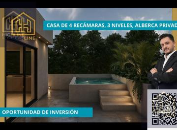 Casa · 307m² · 2 Estacionamientos · Casa de 4 Recámaras, 3 Niveles, Alberca y Jacuzzi en Mayakoba, Playa del Carmen.