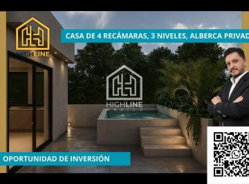 Casa · 307m² · 2 Estacionamientos · Casa de 4 Recámaras, 3 Niveles, Alberca y Jacuzzi en Mayakoba, Playa del Carmen.