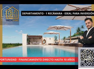 Departamento · 57m² · 1 Recámara · 1 Estacionamiento · Financiamiento Directo! Departamento con Terraza en Venta, Cancún, Zona Sur. Preventa.