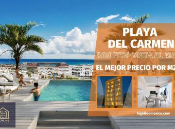 Departamento · 100m² · 3 Recámaras · Penthouse 3 Habitaciones. Terraza con Jacuzzi y Vista Al Mar. Playa del Carmen. Rooftop, Alberca.